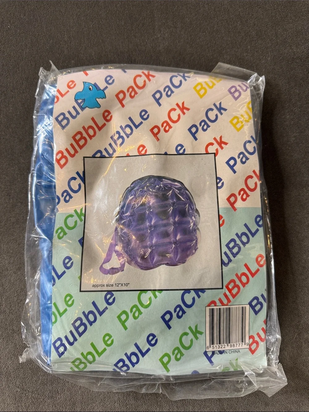 Light Blue Inflatable Bubble Backpack Zipper Closure One Size NEW Vintage 90’s